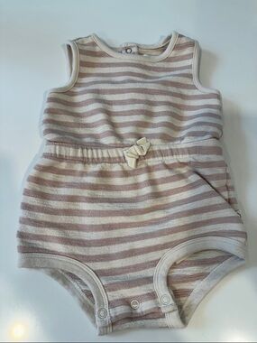 Little Planet by Carters Organic Beige Striped Sleeveless Romper 18M CAR111436